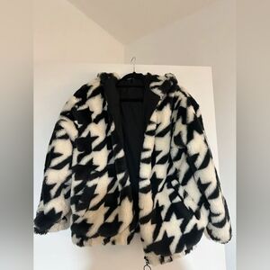 Black and White Faux Fur Jacket